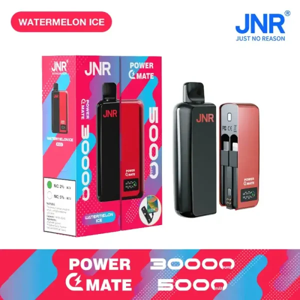 JNR Power Mate 30K (30000) Puffs 30ML E-liquid Smart LCD Screen 2% 5% Nicotine 5000mAh Power Bank Battery Disposable Vape