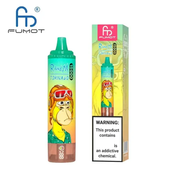 RandM Tornado 15K (15000) Puffs LED Display 25ml E-liquid 850mAh Rechargeable Battery 2% 5% Nicotine Disposable Vape