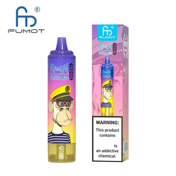 RandM Tornado 15K (15000) Puffs LED Display 25ml E-liquid 850mAh Rechargeable Battery 2% 5% Nicotine Disposable Vape