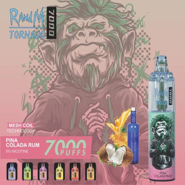 RandM Tornado 7K (7000) Puffs 14ml E-liquid 850mAh Battery 2% 5% Nicotine Rechargeable (type-C) Disposable Vape