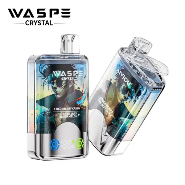 WASPE Crystal Double Flavors 40K (40000) Puffs 32mL E-liquid 0% 2% 5% Nicotine Smart LED Display Type-C Charging Disposable Vape