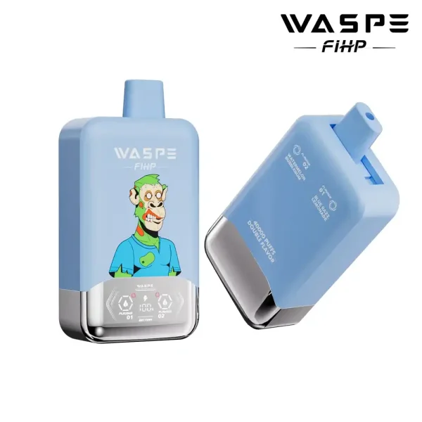 WASPE FIHP Double Flavor 40K (40000) Puffs Smart LED Display 2% 5% Nicotine 36mL E-liquid 850mAh Rechargeable Battery Disposable Vape