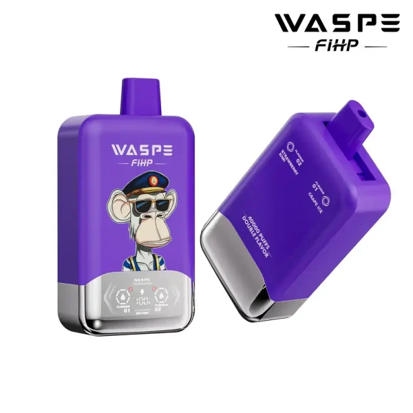 WASPE FIHP Double Flavor 40K (40000) Puffs Smart LED Display 2% 5% Nicotine 36mL E-liquid 850mAh Rechargeable Battery Disposable Vape