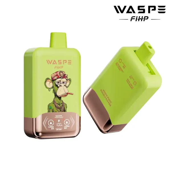 WASPE FIHP Double Flavor 40K (40000) Puffs Smart LED Display 2% 5% Nicotine 36mL E-liquid 850mAh Rechargeable Battery Disposable Vape