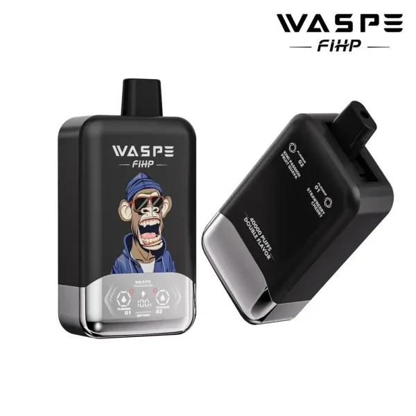 WASPE FIHP Double Flavor 40K (40000) Puffs Smart LED Display 2% 5% Nicotine 36mL E-liquid 850mAh Rechargeable Battery Disposable Vape